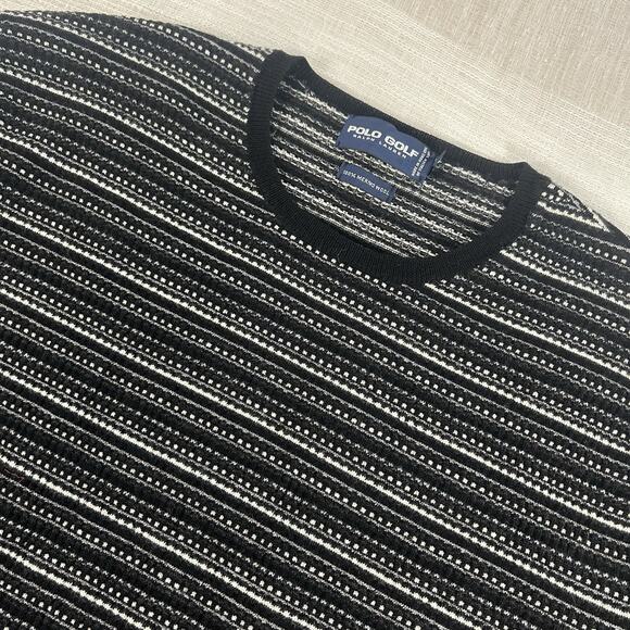 Polo Golf Ralph Lauren XL Men’s Sweater 100% Merino Wool Italian Thread Black - Picture 3 of 7